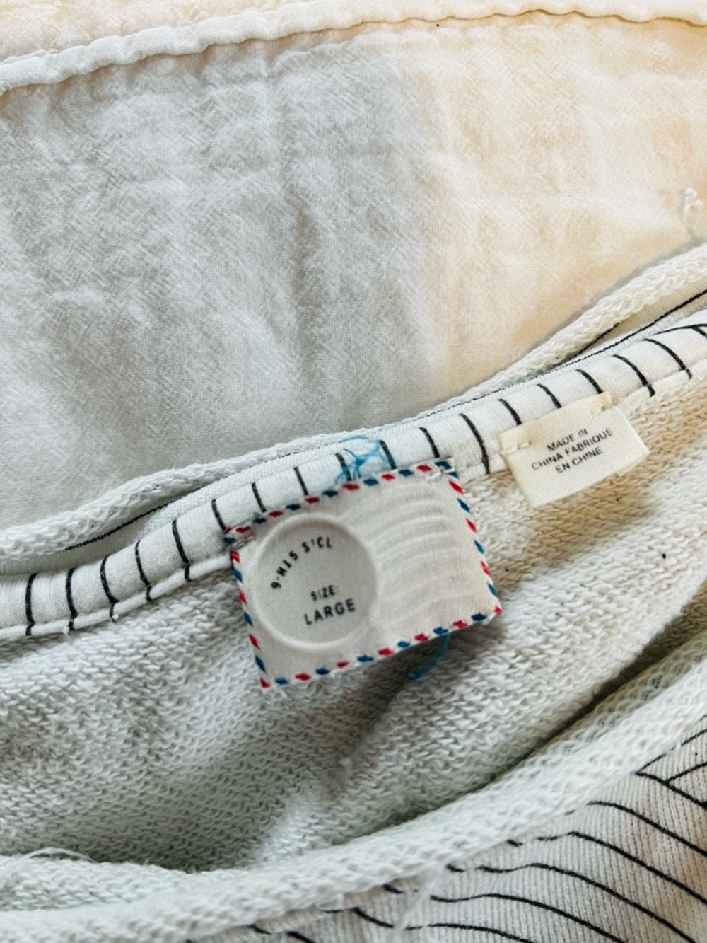 Anthropologie Cream Ribbed Scoop-Neck Sweater with Multicolor Pocket - Picture 12 of 12